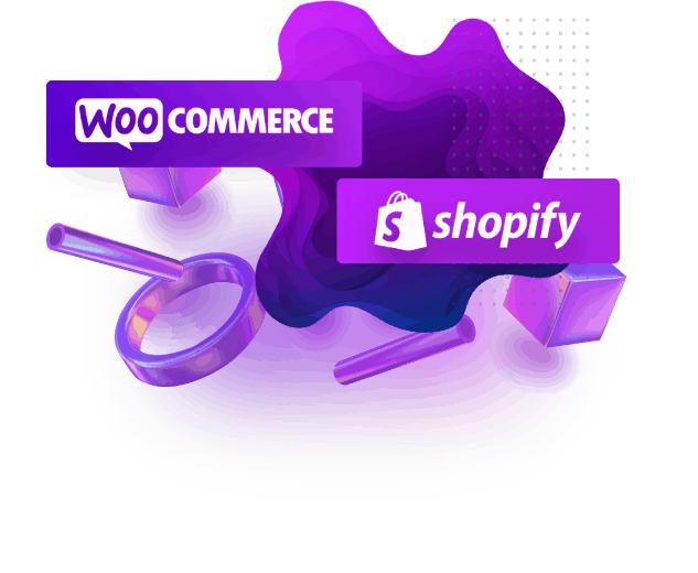 WooCommerce and Shopify logos