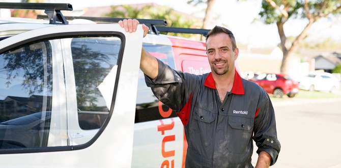 Rentokil pest control technician beside a service van - Google Ads case study